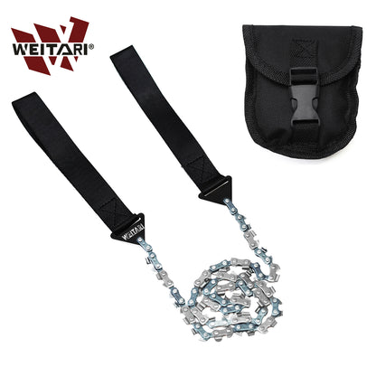 WEITARI® Pocket chainsaw 27 Inch with 33 Sharp Teeth Blades Hand Compact Saw Tools for Camping Hunting Tree Cutting Outdoor Survival Garden Work(27 inches -33teeth)