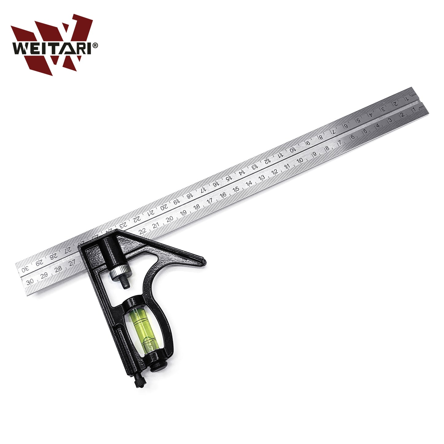WEITARI® Square Head Right Angle Ruler 300mm/12" Precise Stainless Steel Adjustable Sliding Combination Square Set Right Angle Ruler Adjustable Leveled