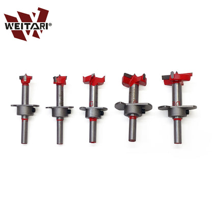WEITARI® Forstner Bit Set 5Pcs Adjustable Positioning Drill, 15/20/25/30/35mm Forstner Bits for Wood Drilling, Cemented Carbide Woodworking Hole Saw with Depth Stoper