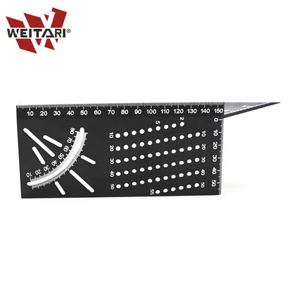 WEITARI Aluminum Alloy Woodworking Square Size Measure Ruler, 3D Mitre Angle Measuring Tool, Multifunctional 45/90 Degree Angle T Ruler Gauge, for Three Dimensional Items Measuring Timber, Pipes