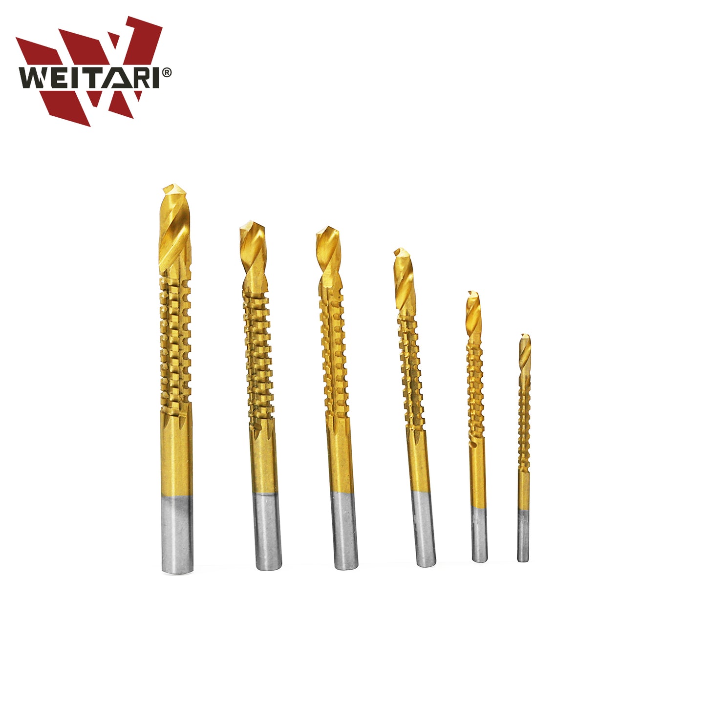 WEITARI 6pcs Drill Bits Serrated Cobalt Drill Bit Set Spiral Screw Metric Composite Tap Drill Bit Tap Twist Drill Bit Set Power Tool Accessories