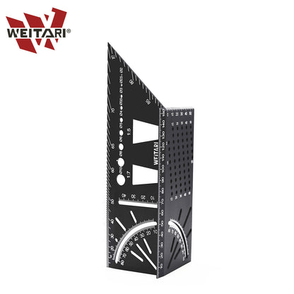 WEITARI Aluminum Alloy Woodworking Square Size Measure Ruler, 3D Mitre Angle Measuring Tool, Multifunctional 45/90 Degree Angle T Ruler Gauge, for Three Dimensional Items Measuring Timber, Pipes