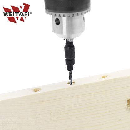 WEITARI 1/4-inch Drill Bit Set, 5 Pieces Countersink Drill Adjustable Professional Drill Bits for Metal, Woodworking, Aluminum, Plastic Premium High Speed Steel Bit for Power Tools #5#6#8#10#12