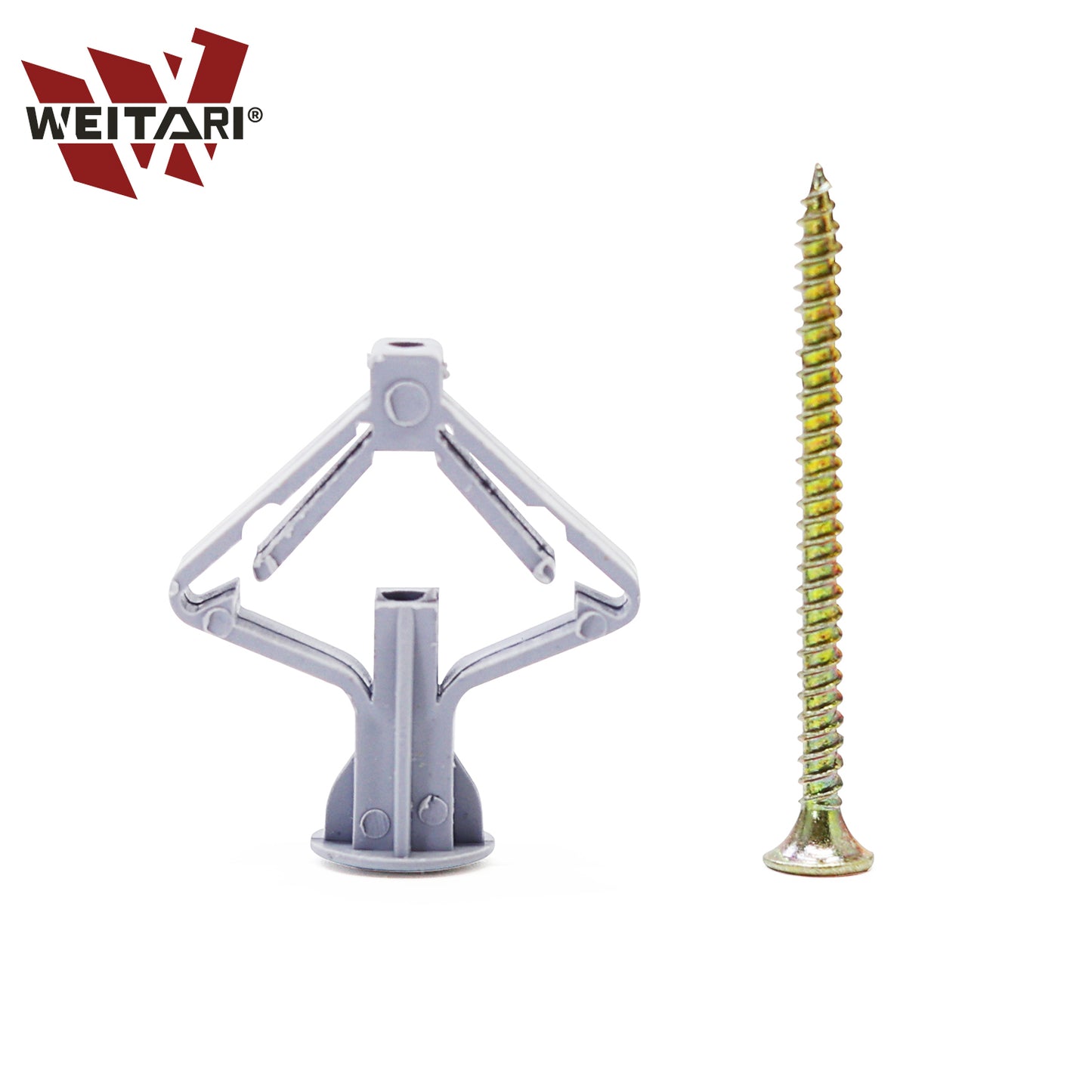 WEITARI Grey Drywall Anchor Kit with Screws Hollow Wall Anchors 100pcs self Drilling Drywall Anchors Plastic Aircraft Anchors with Screws (Anchor 50pcs + Screws 50pcs)