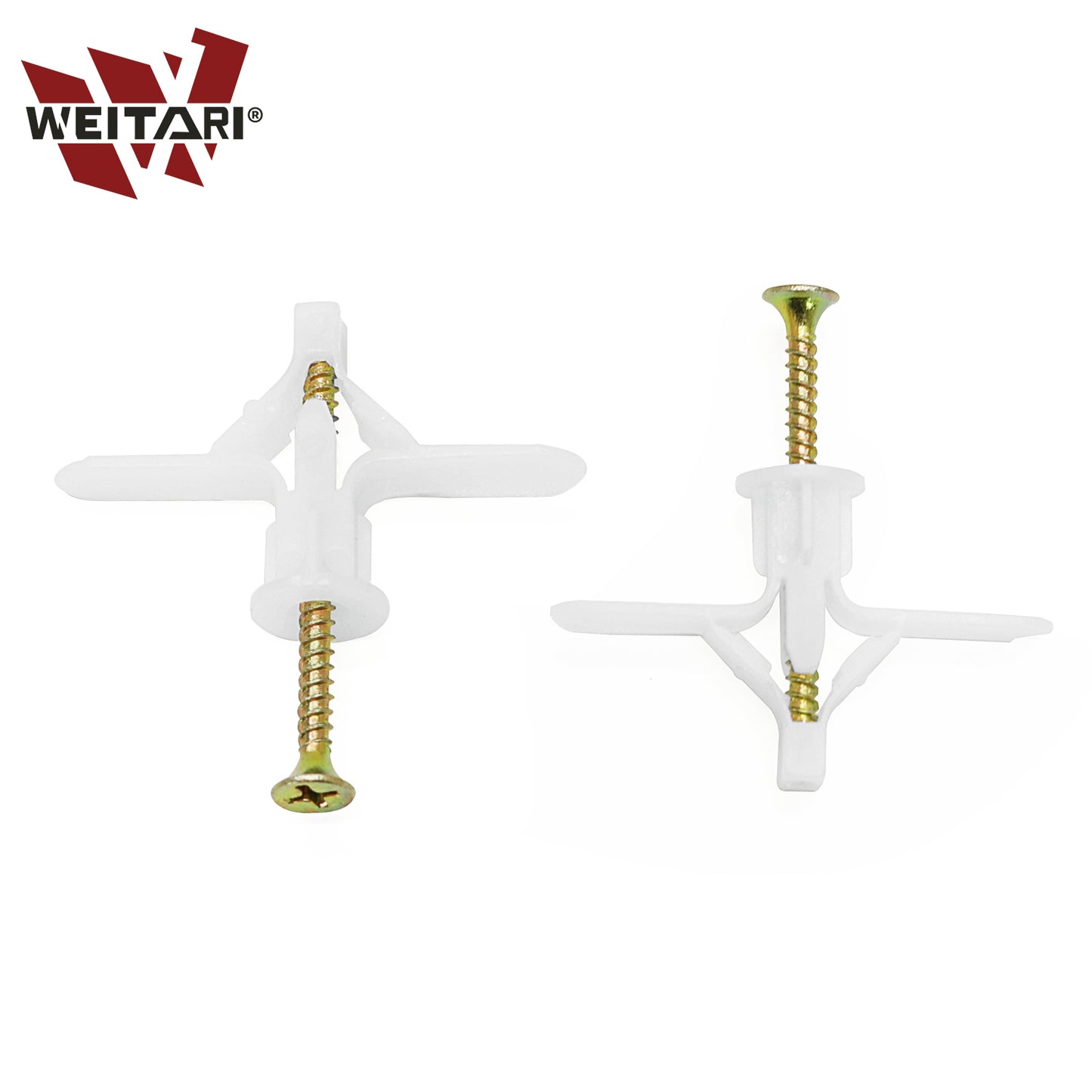 WEITARI Grey Drywall Anchor Kit with Screws Hollow Wall Anchors 100pcs self Drilling Drywall Anchors Plastic Aircraft Anchors with Screws (Anchor 50pcs + Screws 50pcs)