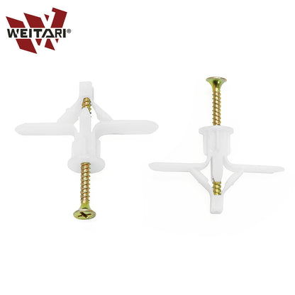 WEITARI Grey Drywall Anchor Kit with Screws Hollow Wall Anchors 100pcs self Drilling Drywall Anchors Plastic Aircraft Anchors with Screws (Anchor 50pcs + Screws 50pcs)