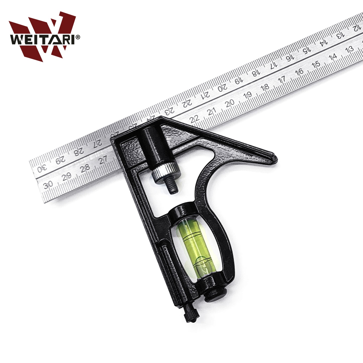 WEITARI® Square Head Right Angle Ruler 300mm/12" Precise Stainless Steel Adjustable Sliding Combination Square Set Right Angle Ruler Adjustable Leveled