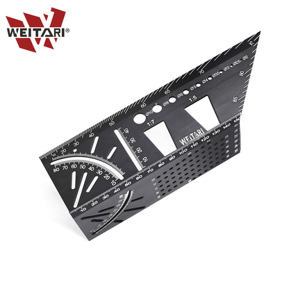 WEITARI Aluminum Alloy Woodworking Square Size Measure Ruler, 3D Mitre Angle Measuring Tool, Multifunctional 45/90 Degree Angle T Ruler Gauge, for Three Dimensional Items Measuring Timber, Pipes