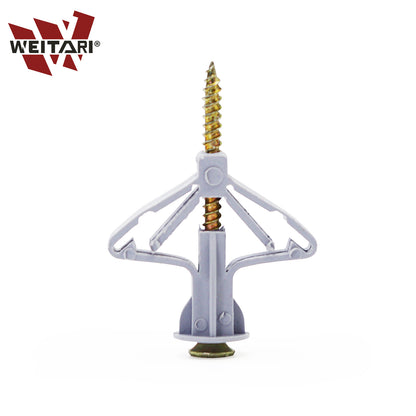 WEITARI Grey Drywall Anchor Kit with Screws Hollow Wall Anchors 100pcs self Drilling Drywall Anchors Plastic Aircraft Anchors with Screws (Anchor 50pcs + Screws 50pcs)