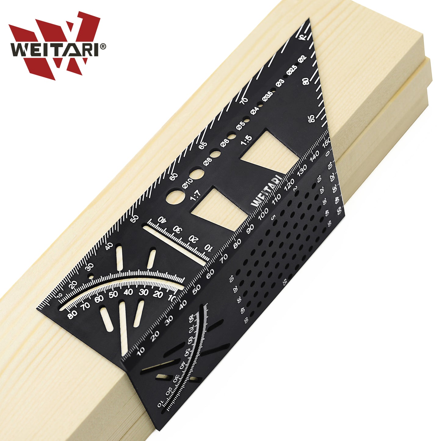 WEITARI Aluminum Alloy Woodworking Square Size Measure Ruler, 3D Mitre Angle Measuring Tool, Multifunctional 45/90 Degree Angle T Ruler Gauge, for Three Dimensional Items Measuring Timber, Pipes