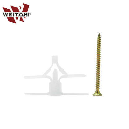 WEITARI Grey Drywall Anchor Kit with Screws Hollow Wall Anchors 100pcs self Drilling Drywall Anchors Plastic Aircraft Anchors with Screws (Anchor 50pcs + Screws 50pcs)