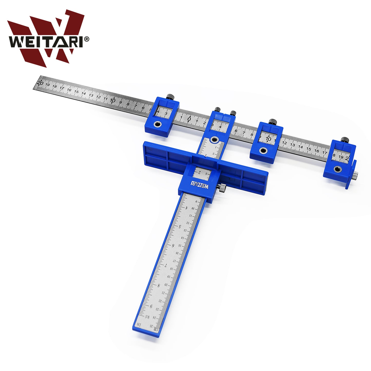 WEITARI® Metal Ruler Woodworking tools Sleeve Cabinet Hardware Jig Locator Detachable Hole Punch Jig Tool Center Drill Bit Guide Set