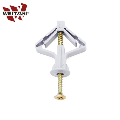 WEITARI Grey Drywall Anchor Kit with Screws Hollow Wall Anchors 100pcs self Drilling Drywall Anchors Plastic Aircraft Anchors with Screws (Anchor 50pcs + Screws 50pcs)