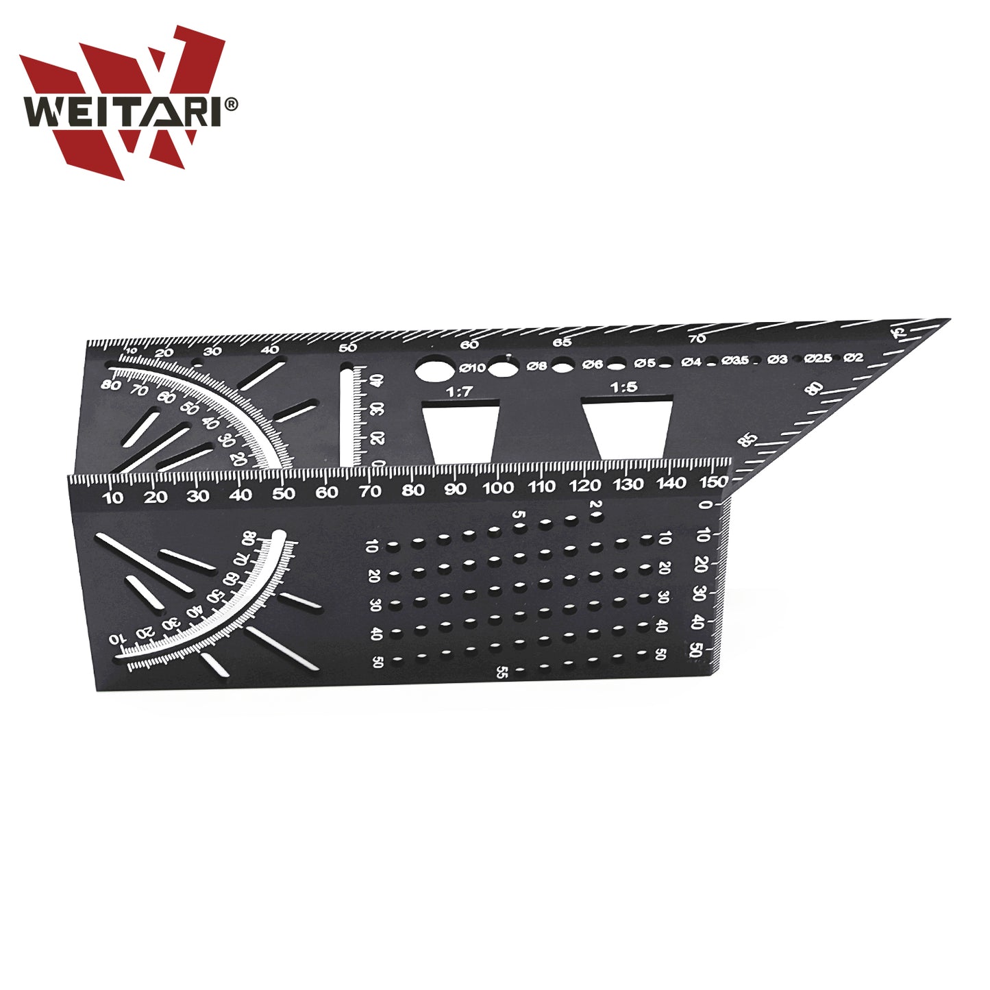 WEITARI Aluminum Alloy Woodworking Square Size Measure Ruler, 3D Mitre Angle Measuring Tool, Multifunctional 45/90 Degree Angle T Ruler Gauge, for Three Dimensional Items Measuring Timber, Pipes