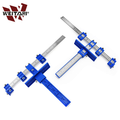 WEITARI® Metal Ruler Woodworking tools Sleeve Cabinet Hardware Jig Locator Detachable Hole Punch Jig Tool Center Drill Bit Guide Set