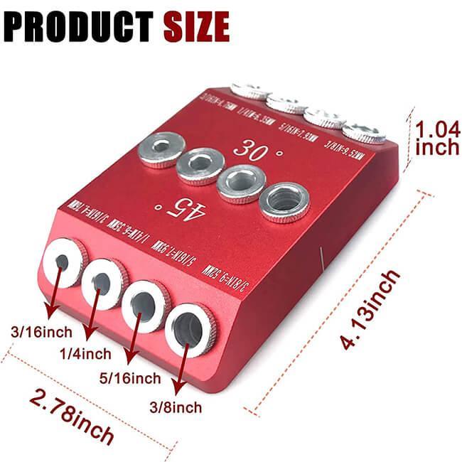 WEITARI® Drill Guide Jig, 4 Bits for Straight and 30 45 90 Degree Angled Holes, 4 Sizes All Metal Jig for Stairs Handrail, Cable Railing, Deck, Wood Post and Lag Screw