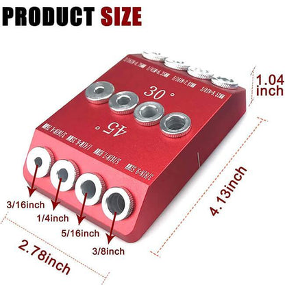 WEITARI® Drill Guide Jig, 4 Bits for Straight and 30 45 90 Degree Angled Holes, 4 Sizes All Metal Jig for Stairs Handrail, Cable Railing, Deck, Wood Post and Lag Screw