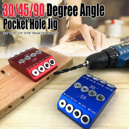 WEITARI® Drill Guide Jig, 4 Bits for Straight and 30 45 90 Degree Angled Holes, 4 Sizes All Metal Jig for Stairs Handrail, Cable Railing, Deck, Wood Post and Lag Screw