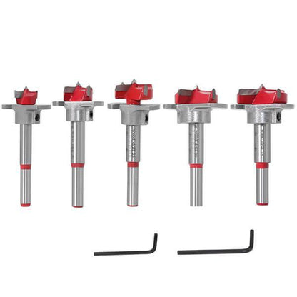 WEITARI® Forstner Bit Set 5Pcs Adjustable Positioning Drill, 15/20/25/30/35mm Forstner Bits for Wood Drilling, Cemented Carbide Woodworking Hole Saw with Depth Stoper