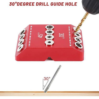 WEITARI® Drill Guide Jig, 4 Bits for Straight and 30 45 90 Degree Angled Holes, 4 Sizes All Metal Jig for Stairs Handrail, Cable Railing, Deck, Wood Post and Lag Screw