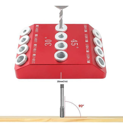 WEITARI® Drill Guide Jig, 4 Bits for Straight and 30 45 90 Degree Angled Holes, 4 Sizes All Metal Jig for Stairs Handrail, Cable Railing, Deck, Wood Post and Lag Screw