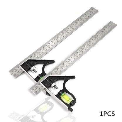 WEITARI® Square Head Right Angle Ruler 300mm/12" Precise Stainless Steel Adjustable Sliding Combination Square Set Right Angle Ruler Adjustable Leveled