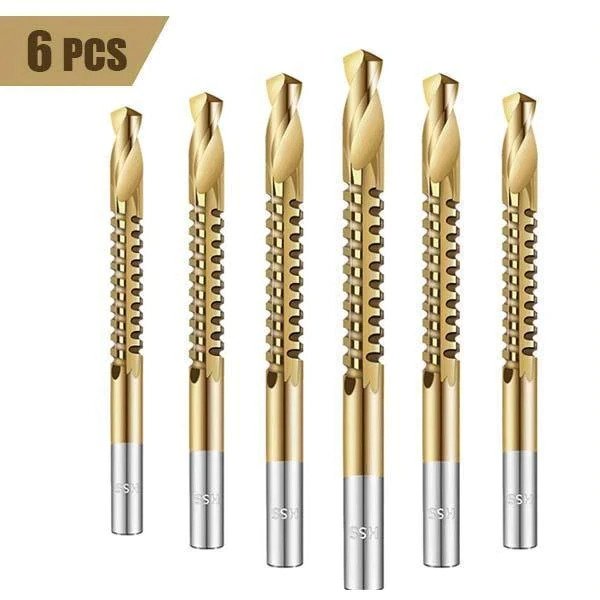 WEITARI 6pcs Drill Bits Serrated Cobalt Drill Bit Set Spiral Screw Metric Composite Tap Drill Bit Tap Twist Drill Bit Set Power Tool Accessories