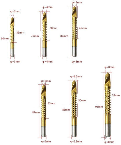 WEITARI 6pcs Drill Bits Serrated Cobalt Drill Bit Set Spiral Screw Metric Composite Tap Drill Bit Tap Twist Drill Bit Set Power Tool Accessories