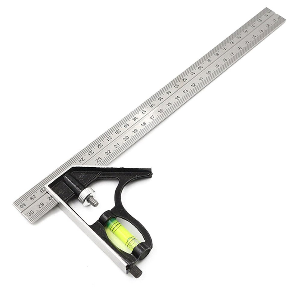 WEITARI® Square Head Right Angle Ruler 300mm/12" Precise Stainless Steel Adjustable Sliding Combination Square Set Right Angle Ruler Adjustable Leveled