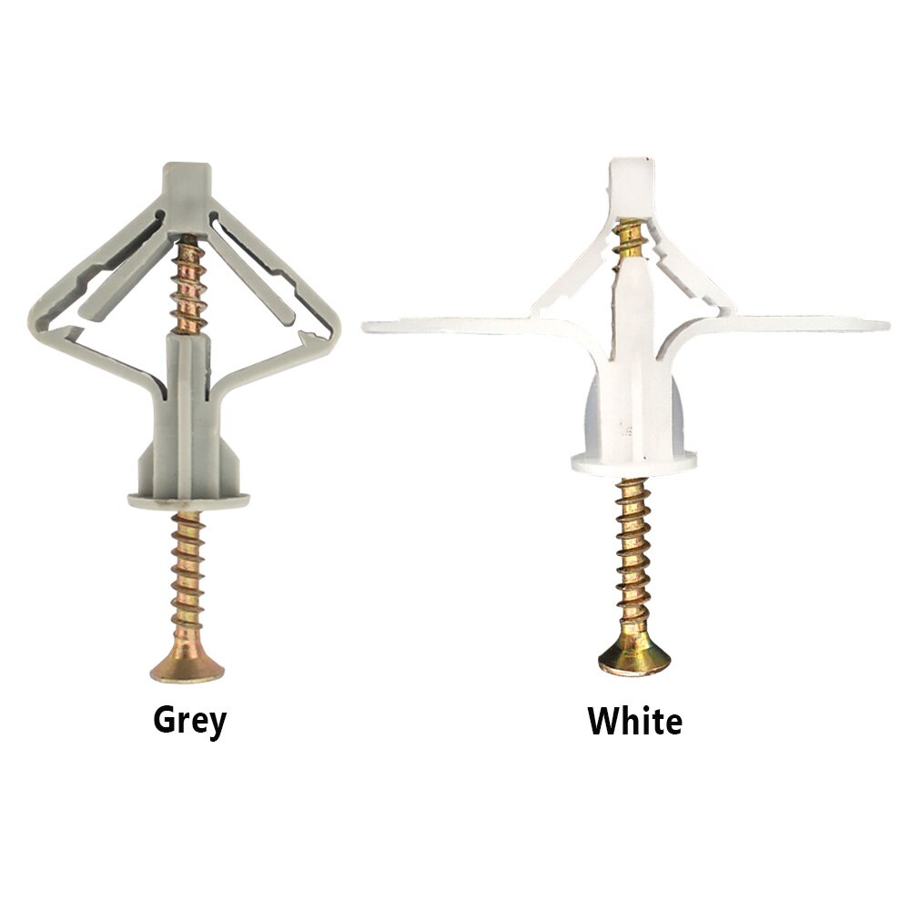 WEITARI Grey Drywall Anchor Kit with Screws Hollow Wall Anchors 100pcs self Drilling Drywall Anchors Plastic Aircraft Anchors with Screws (Anchor 50pcs + Screws 50pcs)