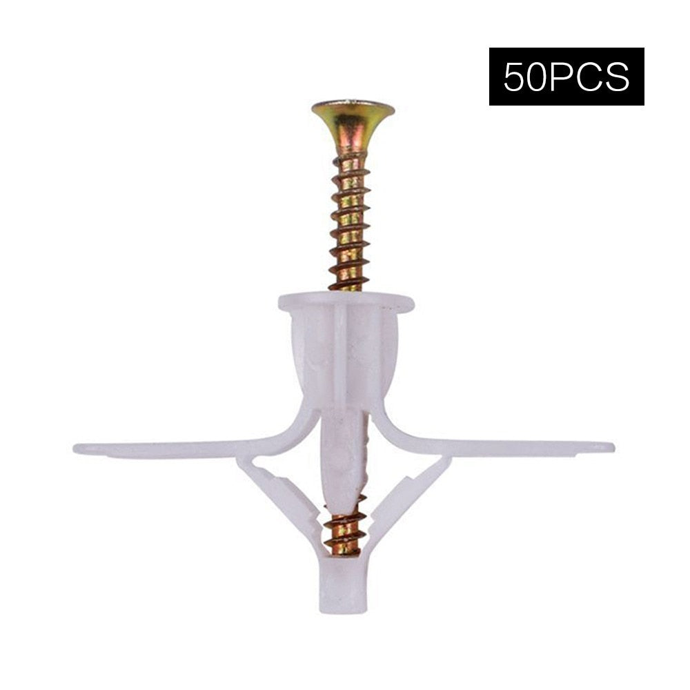 WEITARI Grey Drywall Anchor Kit with Screws Hollow Wall Anchors 100pcs self Drilling Drywall Anchors Plastic Aircraft Anchors with Screws (Anchor 50pcs + Screws 50pcs)