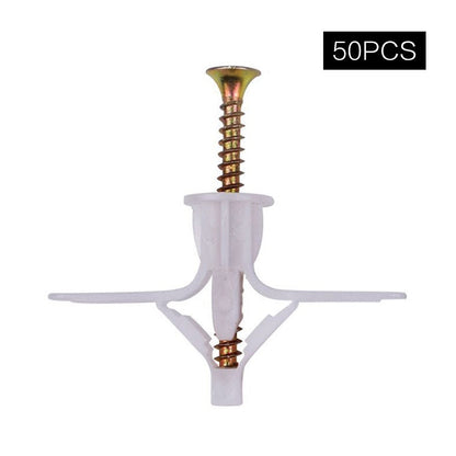 WEITARI Grey Drywall Anchor Kit with Screws Hollow Wall Anchors 100pcs self Drilling Drywall Anchors Plastic Aircraft Anchors with Screws (Anchor 50pcs + Screws 50pcs)