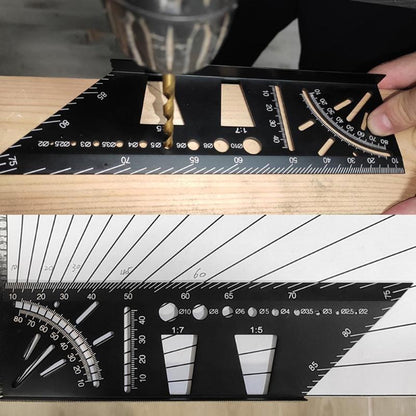 WEITARI Aluminum Alloy Woodworking Square Size Measure Ruler, 3D Mitre Angle Measuring Tool, Multifunctional 45/90 Degree Angle T Ruler Gauge, for Three Dimensional Items Measuring Timber, Pipes