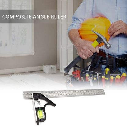 WEITARI® Square Head Right Angle Ruler 300mm/12" Precise Stainless Steel Adjustable Sliding Combination Square Set Right Angle Ruler Adjustable Leveled